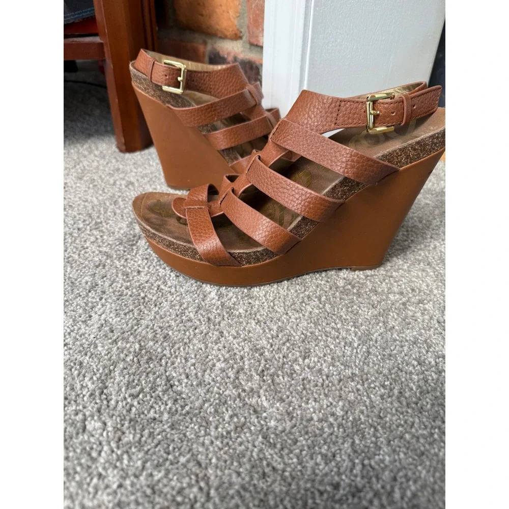 Sam Edelman Nayla Womens Leather Gladiator Sandals Wedge Heels US‎ 9.5